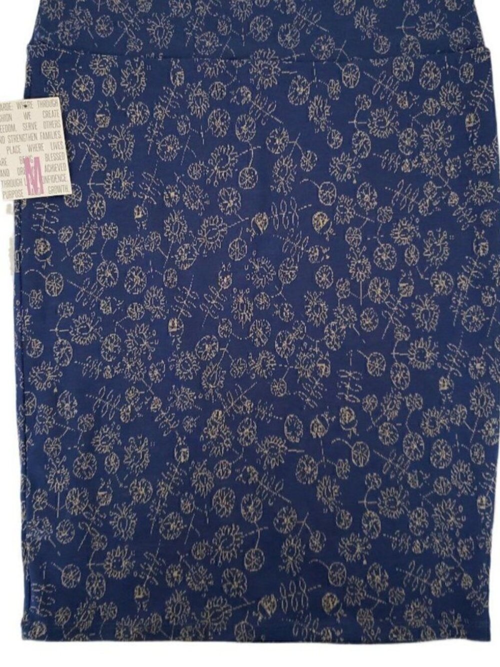 New LuLaRoe Blue and Gray Floral Patterned Stretchy Midi Skirt - Picture 2 of 3